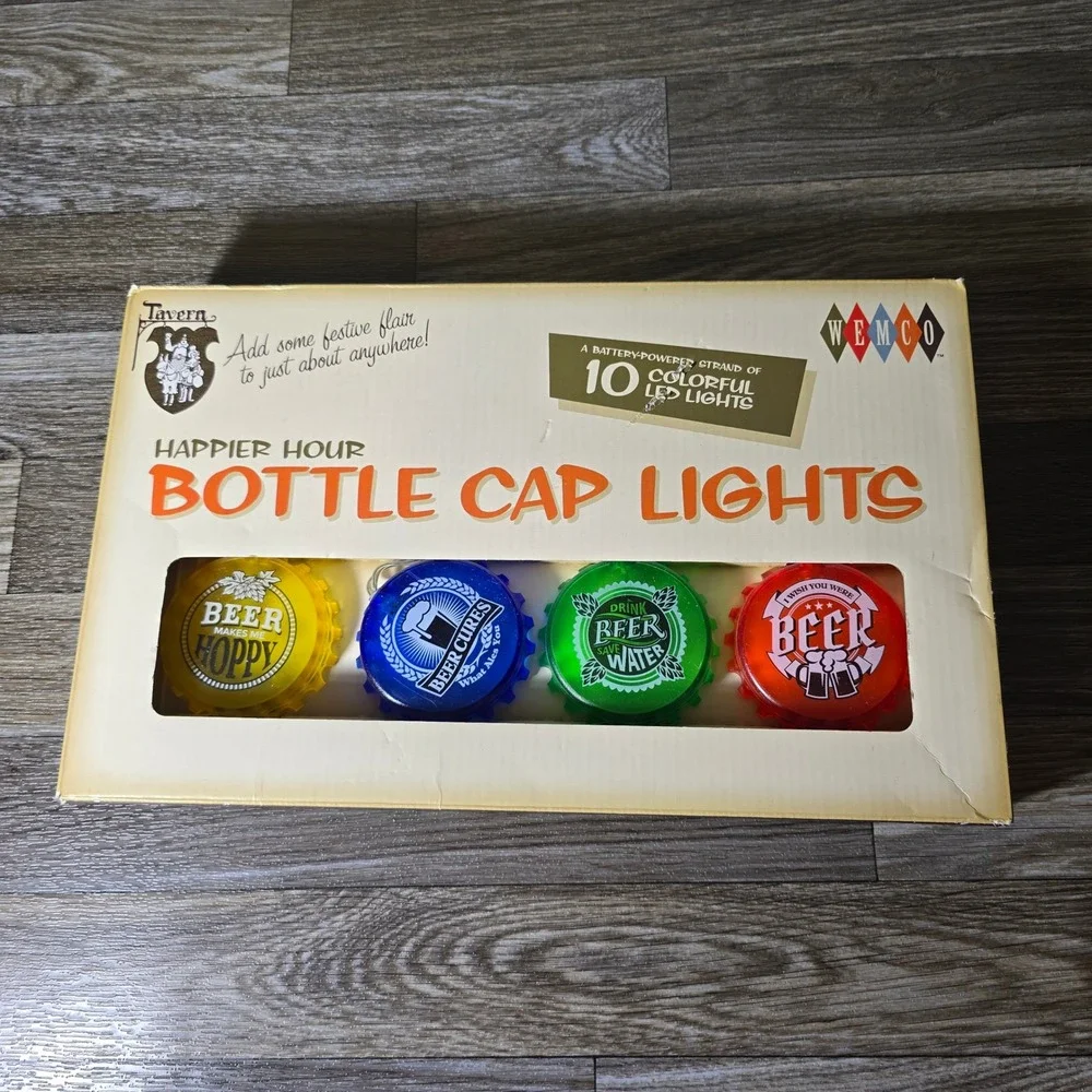 Wemco Bottle Cap String Lights 10LED Battery Operated Beer Bar Decor‎ Man Cave